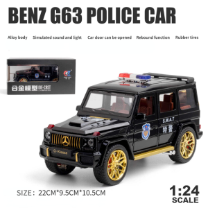 【WJ】1:24 เมอร์เซเดส - เบนซ์ G63 โลหะผสมหล่อตายแม่พิมพ์รถที่มีเสียงและแสงปิดถนนรถตำรวจเด็กเด็กของเล่นรถของขวัญสะสม
