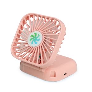 (Cable+Lanyard) Mini Foldable Cooling Fan with Cable/ Desk Stand Adjustable Foldable Cooling Fan for Summer