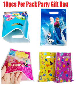 10pcs Cartoon Birthday Party Plastic Bags 25cm x 16.5cm Wedding Candy Packing Gift Bag Kids Parties Accessories Beg