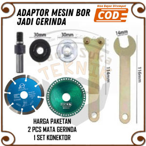1 Set Adaptor Bor Jadi Gerinda Arbor + Mata Gurinda Granite Concrete Pemotong Besi/Kayu/Keramik 2pcs