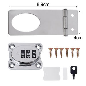 Polocat Stainless Steel Hasp Password Lock Slide Latch Keyless Combination Lock For Kitchen Drawers Cabinets Cupboard Door Password Lock