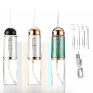 HELUVK ชาร์จผ่าน USB ได้ ฟลอสเซอร์น้ำแบบพกพา ไฟฟ้า 3 โหมด ที่ฉีดน้ำทำความสะอาดช่องปาก แบบพกพา ไร้สาย น้ำยาทำความสะอาดฟัน ใช้ในบ้าน