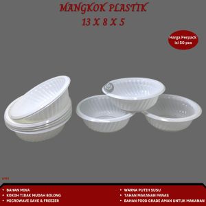 Mangkok Plastik Putih Susu Mangkok Baso (Isi 50 Pcs-WM6)