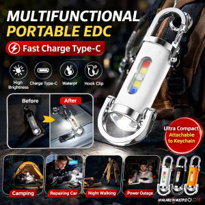 【3-In-1 Flashlight】 New Power Bank With High-Power Portable Mini Flashlight Rechargeable Multifunctional Sos Emergency Light Flashlight Portable Charger Outdoor Portable Keychain Flashlight