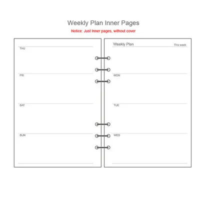 DAWEIF Grid Stationery 45 Sheets Daily Planner To do List Dot A5 A6 A7 Binder Inside Page Loose Leaf Inner Page Paper Refill Notebook Refill