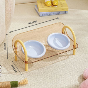 AP AIMAYAPET Pet Double Bowl 15 ° Tilt Neck Protection 3-speed Adjustable Height Cat Feeding Bowl Pet Drinking Basin