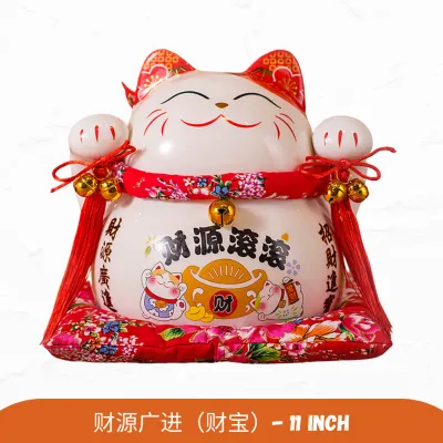 【SG STOCK】CNY 2025 Lucky Fortune Cat Waving Hand Multiple Sizes Ceramic Waving Hand / Coin Bank Fortune Cat