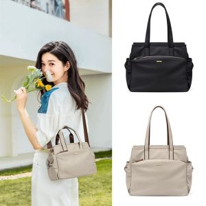 【IN STOCK】Solid Color Womens Handbag Waterproof Large Capacity Shoulder Bucket Bags Trendy Multi-Layer Canvas Bag for Women