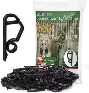Dizoey 100Pcs Christmas Light Wire Clip Outdoor Gutter Hooks Tree Securing Led Cable String Rope Holder Clamp Weatherproof S-Shaped