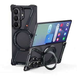 Eary Frameless Phone Case for Samsung Galaxy Z Fold 8 Ultra with 360 ° Rotatable Magnetic Stand Slim Metal Bumper Shock Covers