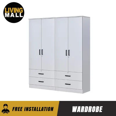 Livingmall Moira Series 2/3/4/5 Doors Wardrobe with Drawers In White