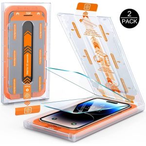 [2 Pack] Screen Protector for iPhone 15 Pro Max with [Auto Dust-Elimination] Installation Kit Bubble Free/9H Hardness Tempered Glass for iPhone 13 14 Plus
