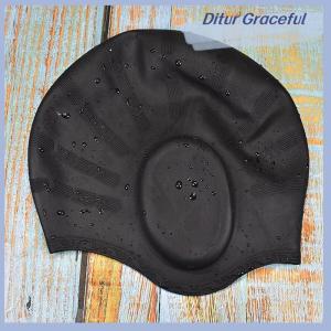 Ditur Adults High Elastic Swimming Caps Men Women Waterproof Swimming Pool Cap Protect Ears Long Hair Large Silicone Diving Hat