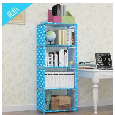ATP 4 Column Korean DIY Book Storage Shelf Bookcase Multilayer Lightweight Book Shelf Cabinet Rack - Grey/Blue/Pink
