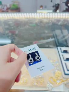 {loại1} Bông tai 2 lớp tròn xi bạch kim siêu sáng Kami trang sức sỉ