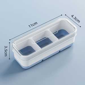 Cetakan Es Minimalis 3 Sekatan Segi Dengan Penutup Cetakan Es Batu 3 Grid / Cetakan Es Batu 3 Sekat Mudah Di Lepas / Mini Ice Cube Mold Food Grade