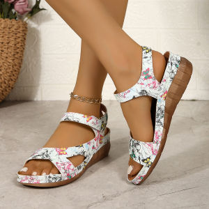 [Free Shipping] 2026 New Style Sandals Featuring Floral Patterns Thick Soles Fashionable Designs And Available In Larger Sizes For Women Lightweight WomenS Sandals With Adjustable Straps