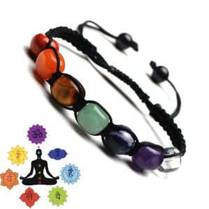 7 Chakra Natural Stone Yoga Healing Bracelets Men Women Adjustable Handmade Braided Energy Reiki Healing Beaded Bracelet