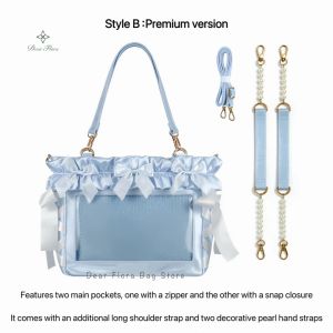 New Y2K Ribbon Bow Ita Crossbody Bag Sweet Girls Transparent Large Capacity Shoulder Bag DIY Display Handbag Lady Satin Tote Bag2026