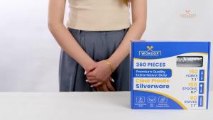 360 Count Extra Heavy Duty Plastic Silverware Set – Heat Resistant & BPA Free Silverware Cutlery 150 Forks 150 Spoons 60 – Clear Premium Plastic Utensils for Parties & Events