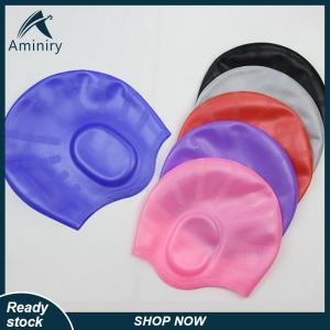 Aminiry[Love sports] Adults High Elastic Swimming Caps Men Women Waterproof Swimming Pool Cap Protect Ears Long Hair Large Silicone Diving Hat