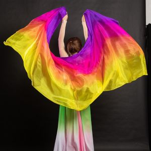 【COD&Fast Delivery】Light Texture Belly Dance Veils 250cmx120cm Gradient Color Veil Shawls Costumes Accessories Women Scarf