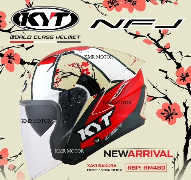 RAYA PROMOTION KYT HELMET NFJ XAVI SAKURA Open Face Motorcycle