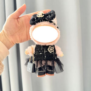 (Super Fan) 15/17CM Labubu Keychain Clothes Outfit Accessories for Labubu Dolls Crown Fragrant Skirt Set Fashion Suit DIY Labubu Accessories