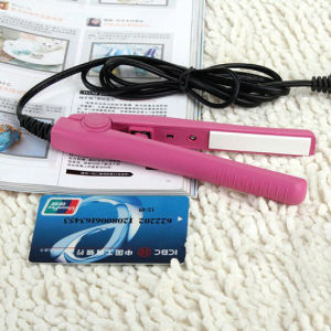 HD-768 Mini Hair Straightener Ceramic Plate Flat Iron - Temperature Control, Fast Heat Up, Super Straight Styles - White Ceramic