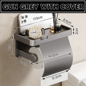 Borong365 Toilet Roll Holder Rak Pemegang Tisu Tandas Tissue Paper Roll Aluminium Storage Rack Bathroom Rack Organizer