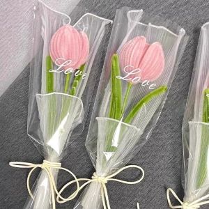 Tulip Chenille Stem Bouquet Handmade DIY Material Bag Birthday Gift for Mom Friends Gift Bouquet 郁金香扭扭棒花束