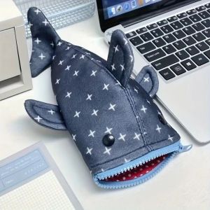 PURETEN Large Capacity Pencil Case Zipper Shark Design Pen Bag Practical School Supplies Coin Purse Office Stationery Storage