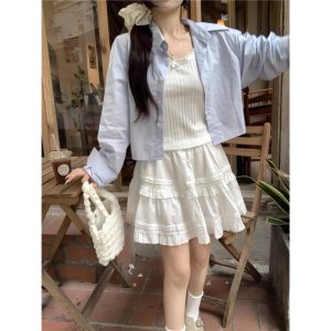 CHAWY white cotton set🍪 👨🏼‍🌾 C4507 ชุดเข้าเซท ชุดsetน่ารักๆ