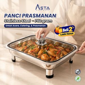 Panci Prasmanan Stainless Tutup Kaca - Chafing Dish Tebal Wadah Makanan Catering | Asta Homeware