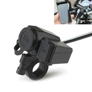 Motorcycle Motorbike Scooter Waterproof Lighter Handle Clip + USB Single Power Charger Socket Socket Adapter