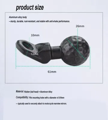 Motowolf Alloy Ball Head Mount for Phone Holder – 360° Rotatable Full Metal Base Replacement Part