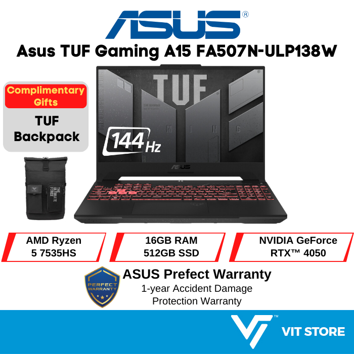 15.6" FHD 144Hz Matte LCD Screen Replacement For ASUS TUF A15 (FA507, FX507 Series)