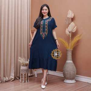 Batikjavaprink- Daster Wanita Rayon Grede A Terbaru Busui Resleting Depan Baju Tidur Daster Kekinian