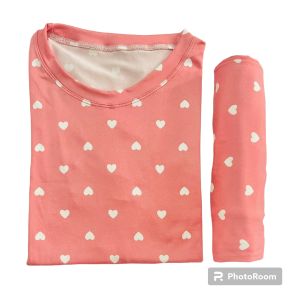 Elegant Cotton-Blend Heart Pattern Loungewear Pajama Set for Women