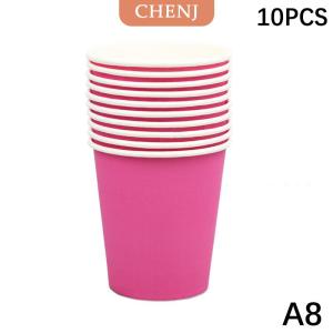 [COD] CHENJ 10ชิ้น9ออนซ์250มล. ถ้วยกระดาษหนาทึบใช้แล้วทิ้งถ้วยกระดาษสำหรับงานแต่งงานวันเกิดปาร์ตี้วันหยุดของใช้บนโต๊ะอาหารแบบใช้แล้วทิ้ง