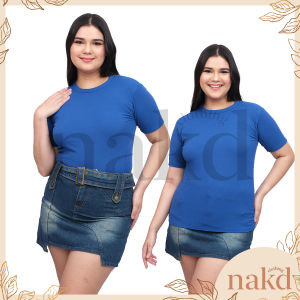 NAKD FASHION EUNISE PLUS SIZE BASIC DAILY CASUAL ROUND NECK KNITTED BLOUSE TOP FOR WOMEN L-2XL 5082