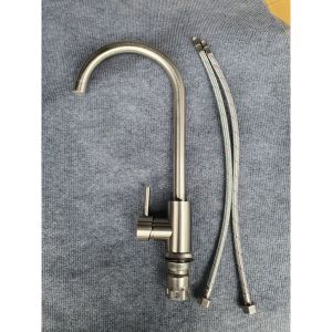 Vòi rửa chén nóng lạnh ống tròn lớn phi 24 kiểu tròn inox + cặp dây cấp