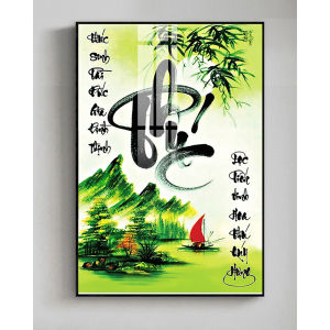 Tranh Laminate Tráng Gương - Tranh Treo Tường Chữ Thư Pháp 02