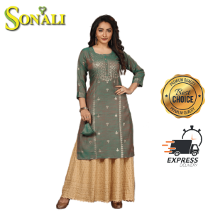 Sonali Womens Green Shading Gold Print Soft Cool Kutis Jippa Top / Mix and Match Wear / Indian Traditional Wear Top / Plus Size Kurtis / Baju Q1706A