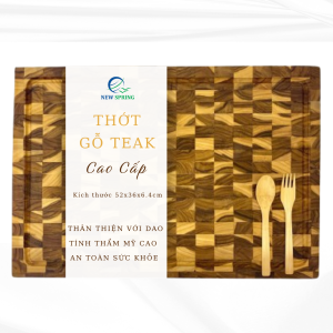 Thớt Gỗ Teak Tự Nhiên – Size Đại 52x36x6.4 cm | Thớt Gỗ Chặt Thái Cao Cấp Bền Bỉ Sang Trọng
