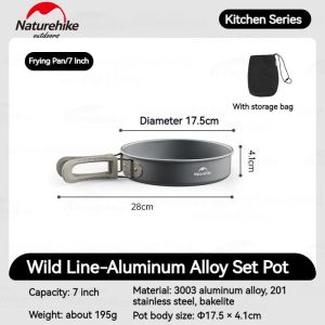 Cooking Set Naturehike CNK2450CF010 Nesting Alat masak Camping Hiking Panci Penggorengan Wajan Kettle Aluminium