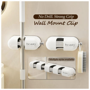 Broom Mop Holder with Hooks Wall Mounted Broom Storage Rack No Drilling Self-Adhesive Kitchens Organizer Multifunction