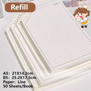 A5 B5 Binder Notebook 50Sheets Slant Flip Up Loose-Leaf Detachable Coil Notebook School Supplies