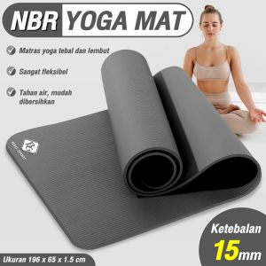 BG Sport Matras Yoga Alas Senam Lantai Yoga Mat Polos Karpet Olahraga Anti Slip 15mm (FREE STRAP)