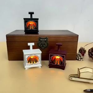 FFBH LED luminous fireplace model retro New Yearwinter Christmas Halloween gift DIY accessories home decoration girl Q8H3K